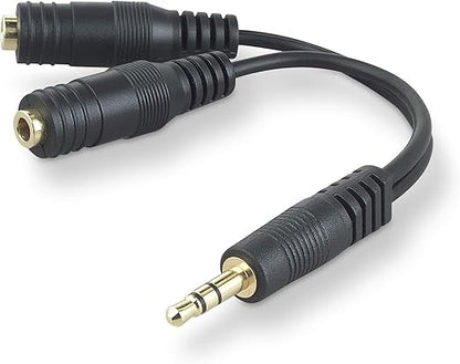 Belkin 3.5mm Audio Splitter – Dual Headphone and Speaker Jack Adapter for Sharing Music or Videos – Compatible with iPhone, iPad, Laptops, Tablets, and Other Devices with AUX Port – Black