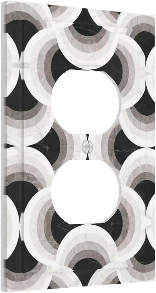Bvtewkhz Black/White Art Marble Duplex Outlet Decorative Light Switch Covers Electrical Faceplate Switch Plates for Bathroom Kitchen Home