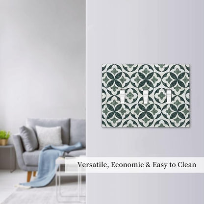 Bvtewkhz Green Luxury Modern Cubic Marble 3 Gang Triple Toggle Decorative Light Switch Covers Electrical Faceplate Switch Plates For Bathroom Kitchen Home
