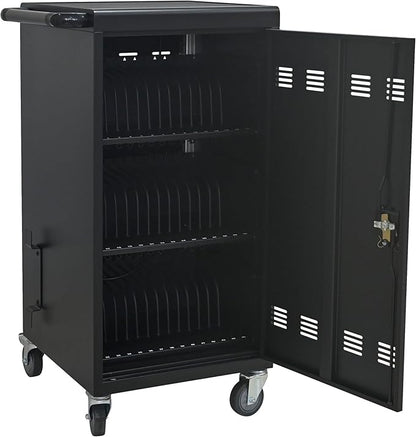 Aokleo Laptop Charging Cart,45 Devices Tablet Storage Carts for pad Up to 16.3" Screen Size, Classroom Computer Mobile Charging Station for Pads, Chromebooks,Laptops, Security Storage(45 Bay-Black)