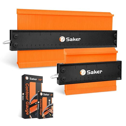 Saker Contour Gauge Duplication-Adjustable Lock-Precisely Copy Irregular Shape-Irregular Woodworking Tracing-Must Have Tool Valentine's Day Gifts for DIY Handyman Men Husband 10 Inch+5 Inch