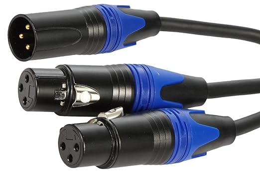 (5 FT- 2 Pack) 1 Male to 2 Female XLR Y Splitter Micrphone Cable, 3pin Male to Dual Female Y-Splitter Balanced Mic Audio Cables for Stereo Mic to L & R Audio Track