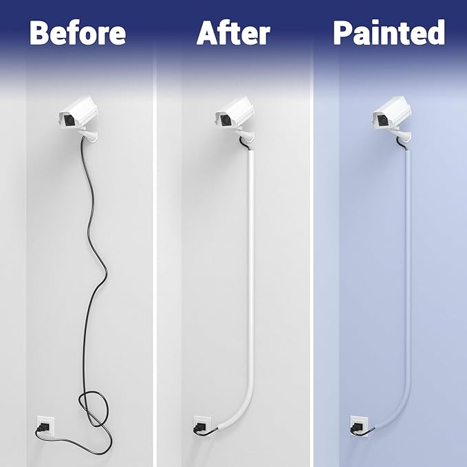 78 in Cord Hider Wall, Wire Covers for Cords on Wall, Flexible Cable Concealer for Cable Hider, Self-Adhesive Silicone Wire Hider for TV Powers Home Office, W0.59inxH0.39in, White