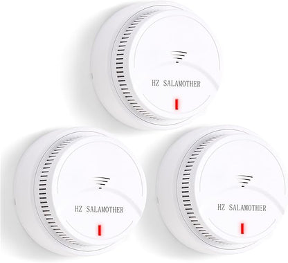 Smoke Detector 3 Pack,Fire Alarms Smoke Detectors with Photoelectric Technology with LED Lndicator and Test Button,Smoke Alarm for Home,Bedroom,Kitchen