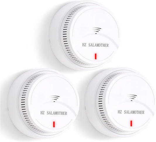 Smoke Detector 3 Pack,Fire Alarms Smoke Detectors with Photoelectric Technology with LED Lndicator and Test Button,Smoke Alarm for Home,Bedroom,Kitchen