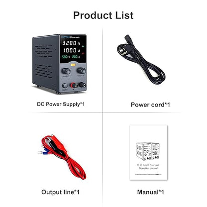 Wanptek DC Power Supply Variable 30V 10A, Bench Power Supplies with Encoder Adjustments Knob, USB Fast Charge Port with Output Current Display, 4-Digit LED Display
