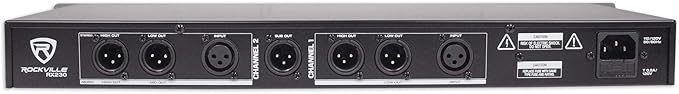 Rockville RX230 2-Way Stereo/3-Way Mono Crossover, XLR Input/Output, Adjustable Crossover Range, 24 dB/Octave Filters, Rack-Mountable for DJs and Live Sound