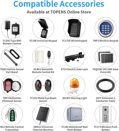 TOPENS JY9132 Automatic Gate Opener for Super Heavy Duty Dual Swing Gates Up to 20ft per Arm, Commercial Double Swing Gate Operator AC Powered with Remote Control Kit Solar Compatible