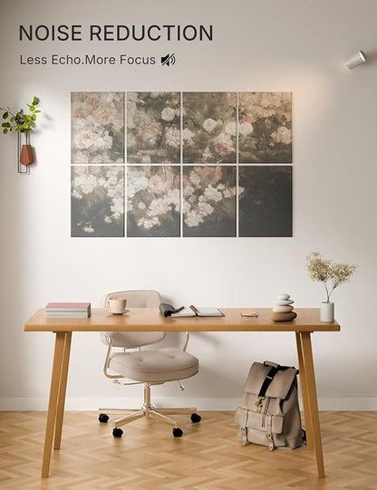 Wall Art Acoustic Panels,47''X31''Sound Absorbing Panels-8-Pack with 50 Adhesive Tabs, Decorative Sound Absorbing Panels for Living Room and Recording Studio, Offices-Garden in May