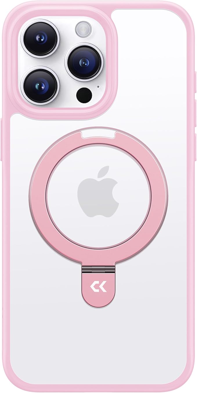 CASEKOO Designed for iPhone 16 Pro Case with Magnetic Invisible Stand [Military Drop Protection] [Compatible with MagSafe] Shockproof Slim Matte Translucent Case 6.3 Inch, Pink