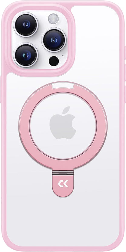 CASEKOO Designed for iPhone 16 Pro Case with Magnetic Invisible Stand [Military Drop Protection] [Compatible with MagSafe] Shockproof Slim Matte Translucent Case 6.3 Inch, Pink