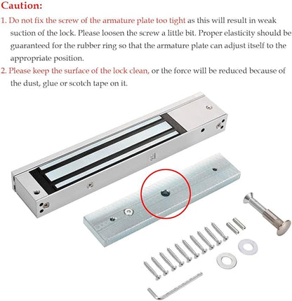 Electric Magnetic Lock with Z and L Bracket 280KG 600LBS Holding Force Electromagnet Lock 12V Fail Safe NC Mode Single Door for Access Control System