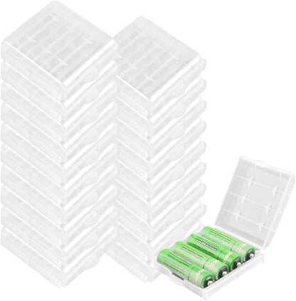 KEEPOW 20 Pcs AA/AAA Battery Storage Case Holder Box, Clear Color