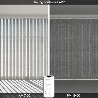 Blindify Motorized Vertical Blinds Compatible with Alexa Google Home, Blackout Sliding Door Shades Smart Vertical Blinds Remote Control Customize, 3-Layer Grey