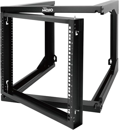 Tecmojo 9U Rack Wall Mount with Swing Gate, 9U Server Rack for 19inch Computer/AV/Data/IT/Media Equipment, Open Frame Server Rack with 24inch Depth, Square&Tapped Holes