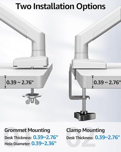 Dual Monitor Stand fits up to 32 inch, 4.4-22 lbs Computer Screens, Dual Monitor Desk Mount Height Adjustable, Monitor Arms for 2 Monitors, Home Office VESA Mounts, Freelift White