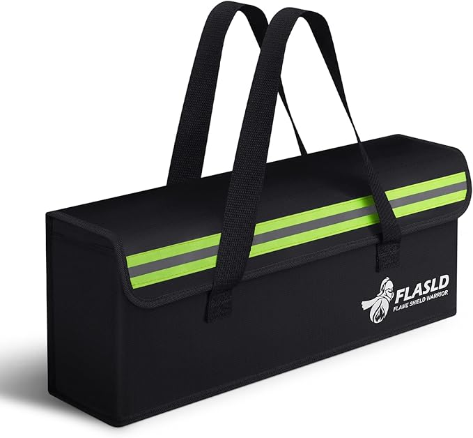 FLASLD E-Bike Battery Bag Fireproof Safe Charging Bag Explosionproof Lipo Battery Bag Large Capatity for Storage Charging (16 x 4.3 x 5in)