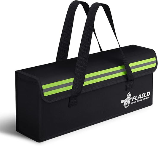 FLASLD E-Bike Battery Safe Bag Explosionproof - Large Capacity Fireproof Lipo Bag for Ebike Battery Charging and Storage (19.3 x 4.3 x 7in)
