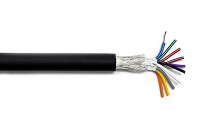 KWANGIL 12C 24AWG AMSB Shielded Cable Wire (UL2464) - Highly Flexible Str TC, PVC Ins, OS+TC BRD, PVC JKT for CNC Machine, Stepper Motor, VFD Spindle (Matte Black 100FT)