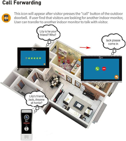 Wired Smart Video Apartments Intercom System,10 Inch Monitors with 1080P Doorbell Camera,3-in-1 Unlocking,TUYA WiFi Door Phone Kits, Ideal for Villas & Homes (1 doorbell + 4 Monitor)