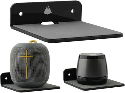 TXEsign Small Floating Shelves Speaker Shelves-2 Pack Wall Shelves Speaker Mount for Speaker Webcam Display Shelf Acrylic Shelves 4.25 x 4 inche(Black, Small)