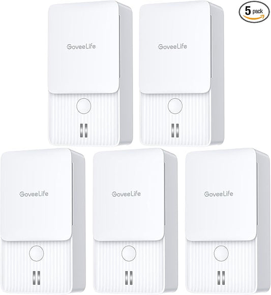 GoveeLife Water Leak Detectors 5 Pack, 100dB Adjustable Audio Alarm and Leak and Drip Alerts, Detector for Home, Bedrooms, Basement, Warehouse, Cabin/RV