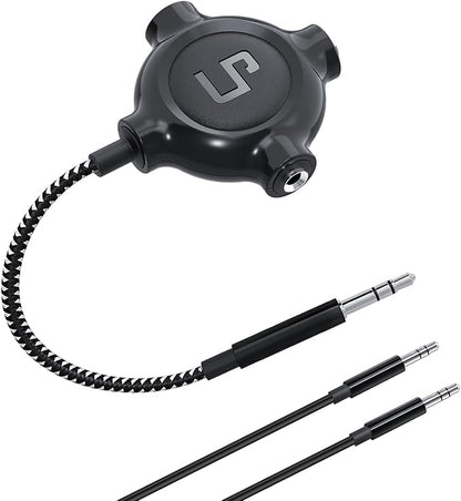 LP Headphone Splitter, Nylon-Braided 3.5mm Audio Stereo Splitter, Male to 3 Female Ports for MacBook, Mac, iPad, iPhone(≤6), iPod, Tablet, Laptop, PC, Earphone, Kindle, MP3 Player, Speaker & More