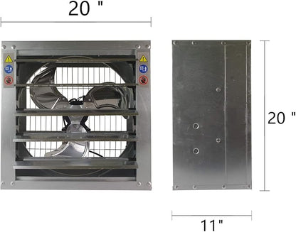 GRELWT 20" Wall Mounted Exhaust Fan - Ventilation Fans - Automatic Shutter - Vent Fan For Home Attic, Shed, or Garage Ventilation, 3869 CFM, 5158 SQF Coverage Area