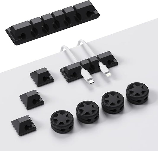 XenovaX 9 Pack Cord Organizer Clips - Desk Cable Management Clips, Cable Holder for Charger Wires, Phone Charger Cord Holder Clips for Desk, Office, Car, Home, Cubicle, Nightstand