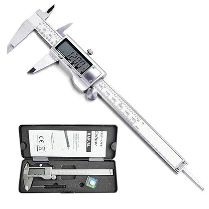 150mm Digital Caliper Stainless Steel Vernier Micrometer Measuring Tool Electronic LCD Display Precision Ruler Metric Inch Conversion Professional Calipers for Machinist Woodworking DIY Measurement