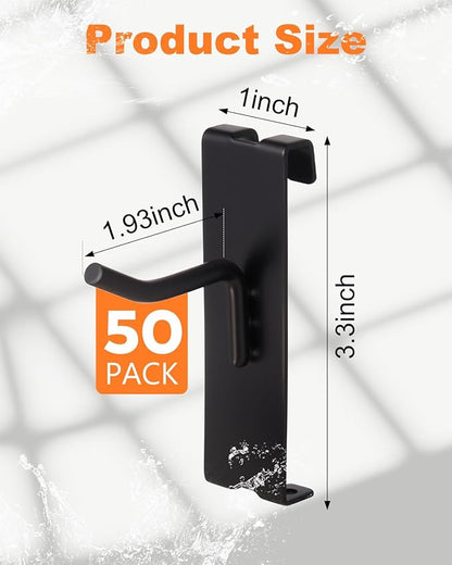 Alffun 50 Pack Gridwall Hooks, 2 Inch Heavy Duty Display Hooks for Wire Grid Wall Panels, Gridwall Accessories for Retail, Craft Shows, Garage Storage, and Home Organization, Black