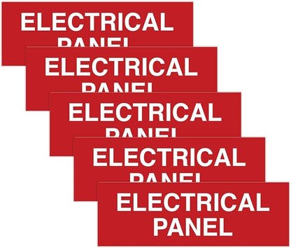All Quality Basic Electrical Panel Sign - Fire Regulation Safety Compliance Sign -Red - Small (5 Pack)