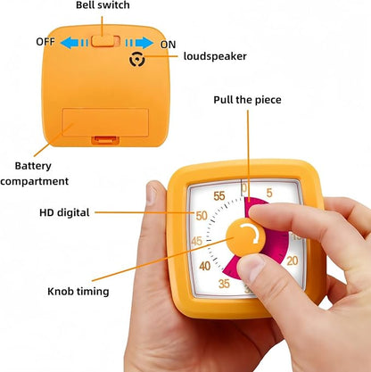 60 Minute Visual Timer for Kids and Adults, Non-Ticking 5.5 Inch Large Visual Countdown Timers for Classroom Desk, Kitchen Timer for Meeting, Working, Home and Cooking (Pink)
