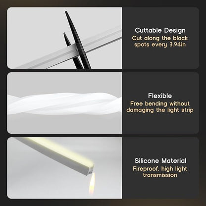 VOEWT LED Strip Lights Daylight White 6000K,98.4ft 110-120V Neon Rope Lights,Flexible Silicone Outdoor Waterproof Neon Strip Lights for Bedroom,Mirror,Kitchen Cabinet, Living Room,Halloween Decor