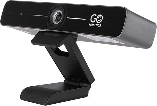 GoPresence Smart 4K Compact Video Conference Camera – Ultra HD 120° Wide Lens, AI Auto-Framing, Noise-Cancelling Mics, 20ft Pickup, Plug-and-Play USB for All Video Conference Platforms – Small Rooms