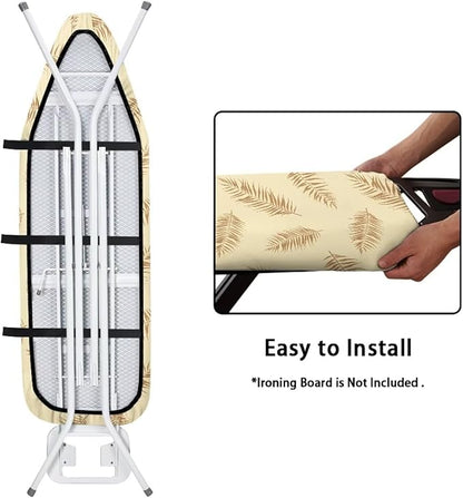 ZCFYGDX Ironing Board Covers,Elastic Edge 3 Bottom Nylon Buckle Straps, Stain Resistant & Resistant Scorch, Easy to Installation Fasteners Minimalist Palm Leaf Print Decor Size-2XL 18 x 58