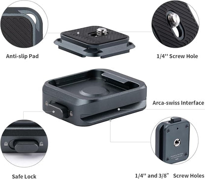 PGYTECH Quick Release Plate +Adapter w/Arcac-Swiss Interface Camera Quick Release Plate Mount for Sony/Nikon/Fuji/DJI Quick Setup Mount w/ 1/4" to 3/8" Screw Thread Gimbles Sliders Tripods Adapter