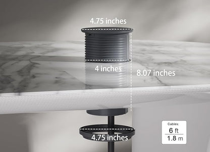 MAZZGOFOR Pop up Outlet - 4-inch Hole,4-AC Outlet,20W USB C,15W Wireless Charging,2-USB Port,Desktop Recessed Grommet Power Outlet for Kitchen Island Countertop,6 ft Cable,Grey