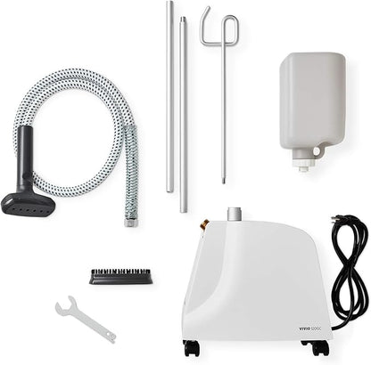 Reliable VIVIO 120GC Garment Steamer - 1300W Professional Steamer for Clothes with Fabric Brush, Standing Garment Steamer with Fabric Covered Steam Hose, 2 Hours Continuous Steam 2 Minute Heat-Up Time