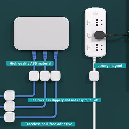 10 Pack Cord Organizer Holder,Magnetic Cable Clips for Desk Nightstand,Cable Management Clips,Desk Cable Holder Clips Adhesive Phone Charging Cable Keeper for Office Home Desktop Bedroom, White