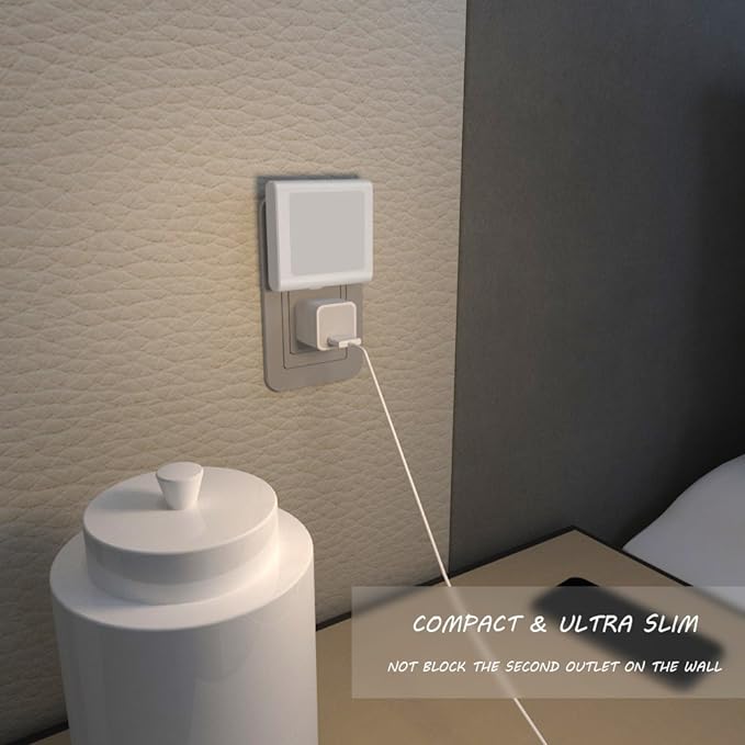 MAZ-TEK Plug-in Led Night Light with Auto Dusk to Dawn Sensor,Adjustable Brightness Warm White Lights for Hallway,Bedroom, Kids Room, Kitchen, Stairway, 2 Pack
