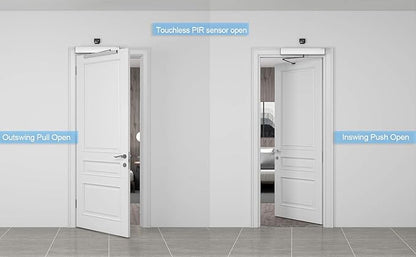 Olideauto Black Automatic Touch Free Door Opener DSW120,Automatic Exterior Door Kit Sensor Open with 2PCS Touchless Motion Sensor