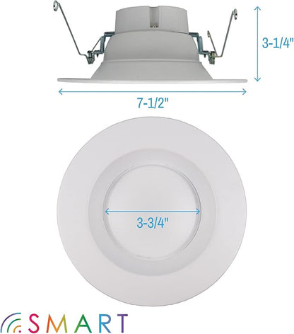 CLEANLIFE 2-Pack Smart LED Recessed Lighting Retrofit Downlight RGB + Tunable White Color Changing Bluetooth + WiFi Dimmable LED Can Lights Fits 5 and 6 inch - 12W, 65W Equivalent, App Enabled