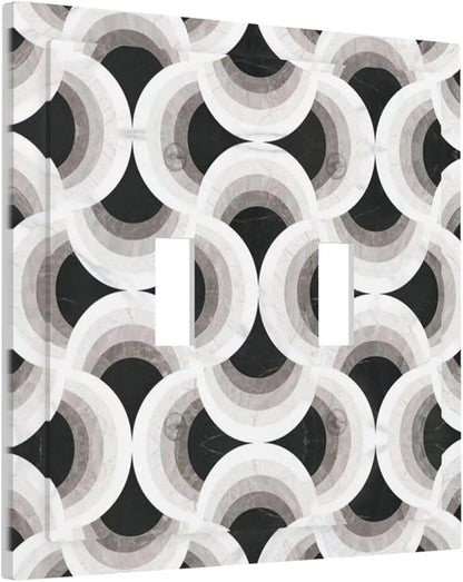 Bvtewkhz Black/White Art Marble 2 Gang Double Toggle Decorative Light Switch Covers Electrical Faceplate Switch Plates for Bathroom Kitchen Home
