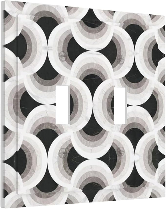 Bvtewkhz Black/White Art Marble 2 Gang Double Toggle Decorative Light Switch Covers Electrical Faceplate Switch Plates for Bathroom Kitchen Home