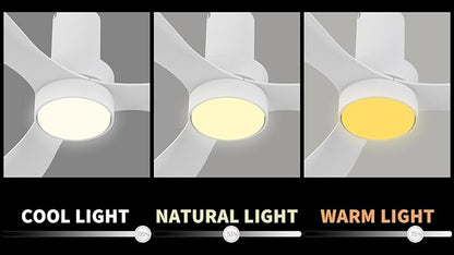SMAAIR 52" Smart Flush Mount Ceiling Fans with Lights and Remote, Quiet DC Motor, 3-Blade Modern Ceiling Fan, Low Profile Ceiling Fan works with APP/Voice, 8H Timer &24H Schedule, ABS Blades, White