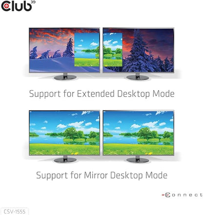 Club 3D CSV-1555 USB3.2 Gen2 Type-C(DP Alt-Mode) to DisplayPort Dual Monitor 4K60Hz M/F MST hub