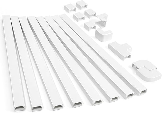 126in Cord Hider Kit, ZhiYo Cord Covers for Wall Mounted TV, Paintable Wire Cover for Cords, TV Cable Hider Wall Kit, Cable Cover Wire Management, White Cords Concealer, 8 x L15.7in W0.95in H0.55in