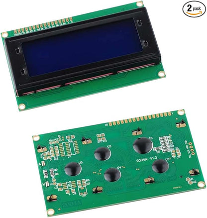 DIYmalls 2004 LCD Display Module DC 5V 20x4 White Character Blue Backlight 2004A 16 Pin Parallel Interface AIP31066 Controller for Arduino ESP32 Development Board (Pack of 2), no IIC