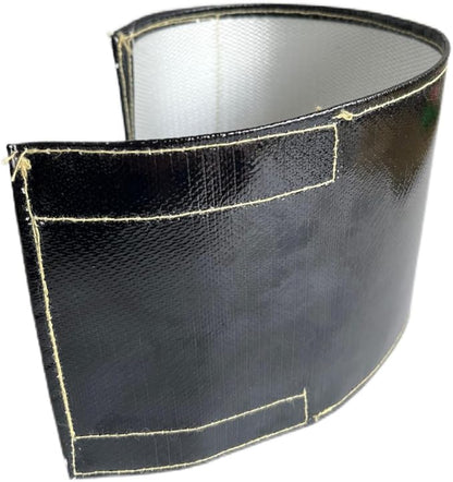 Xinhan (Silver,Black) Aluminum and Fiberglasss Heat Shielding Universal Starter Heat Shield 7 X 24in and 5.5 x 17in Wrap Self Attaching (Black, 5.5IN x 17IN)